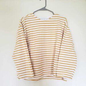 OLIVE CLOTHING Mustard-Yellow Striped Breton Long Sleeve Boxy Shirt